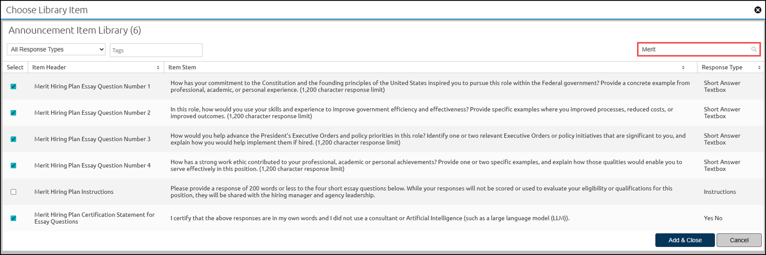 Core - Announcement Questionnaire Section Added - Selected MHP Essay questions.png