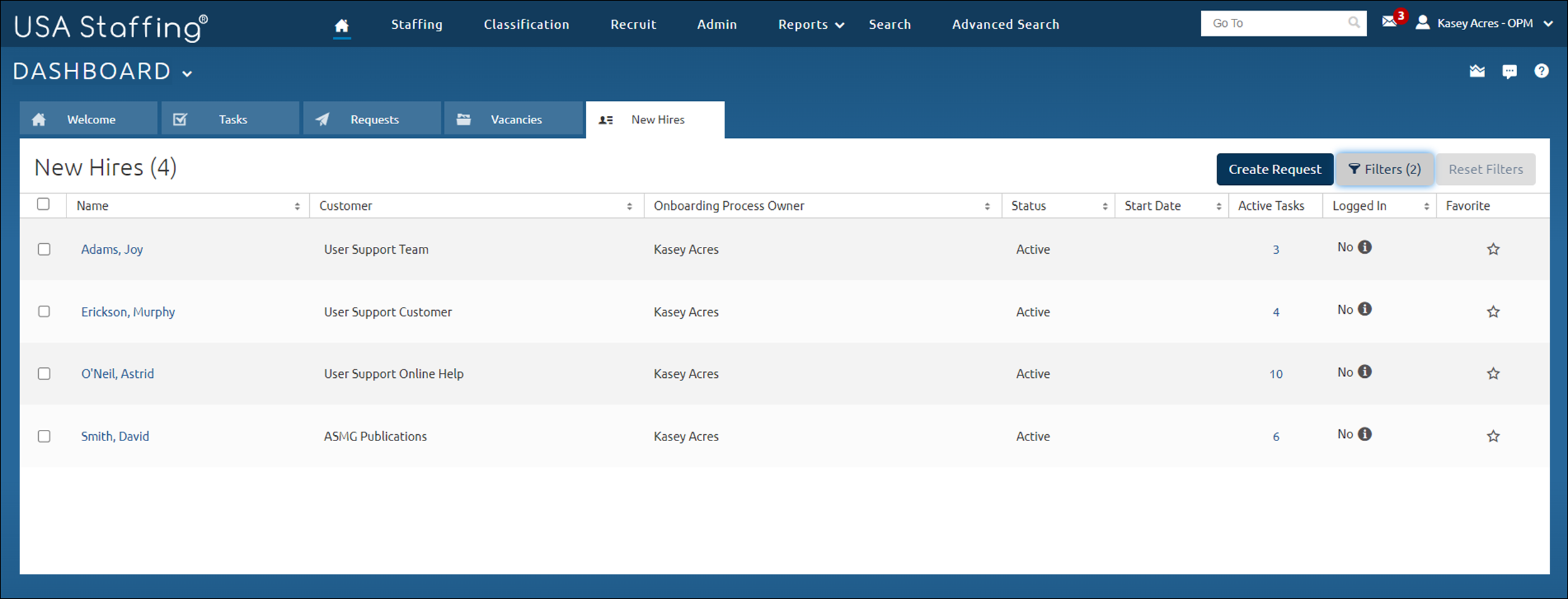 New Hires Dashboard