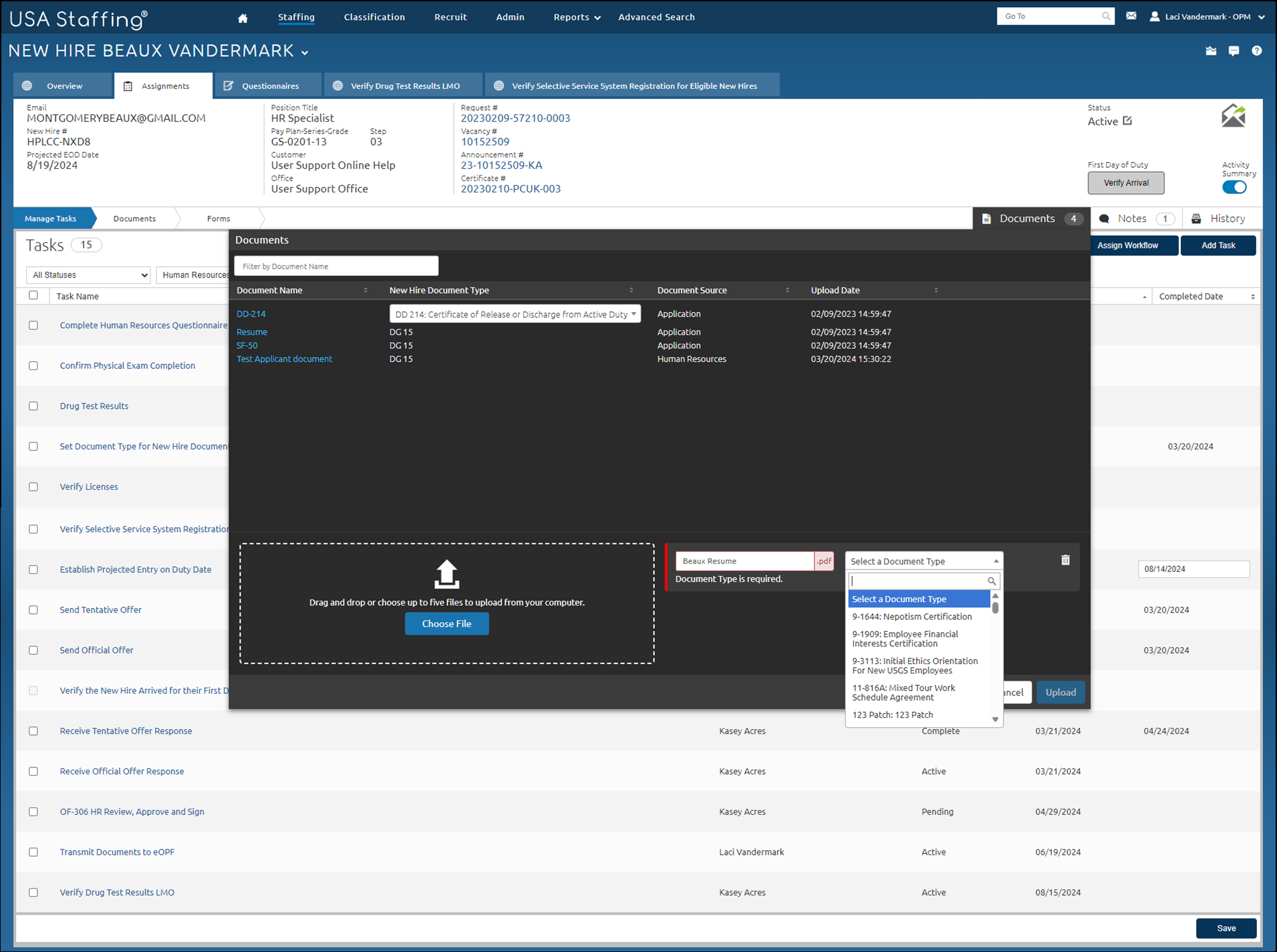 New Hire Upload Documents