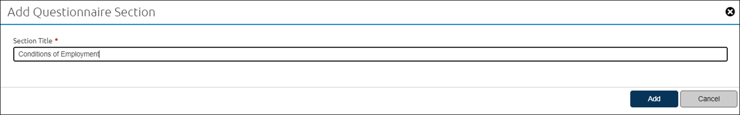 Add Announcement Questionnaire Section