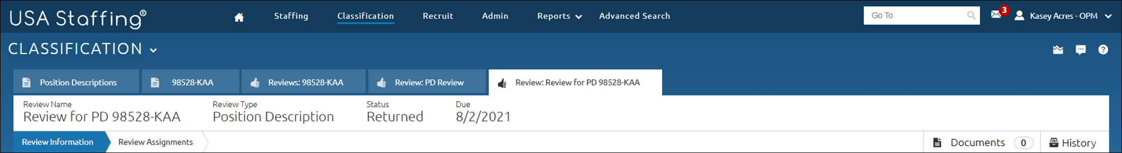 Position Descrition Review Header