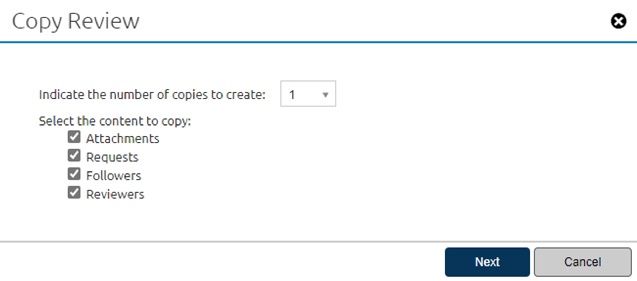 Copying content of a Review