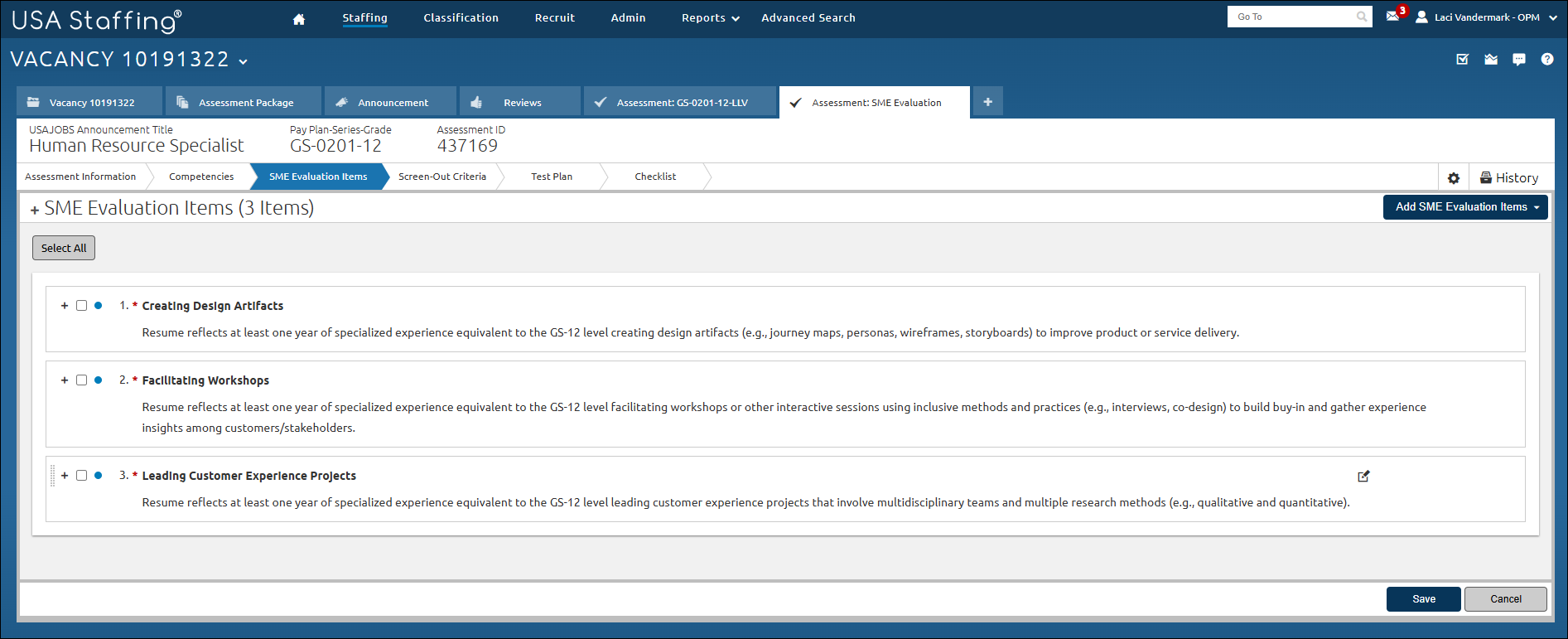 SME Evaluation Items