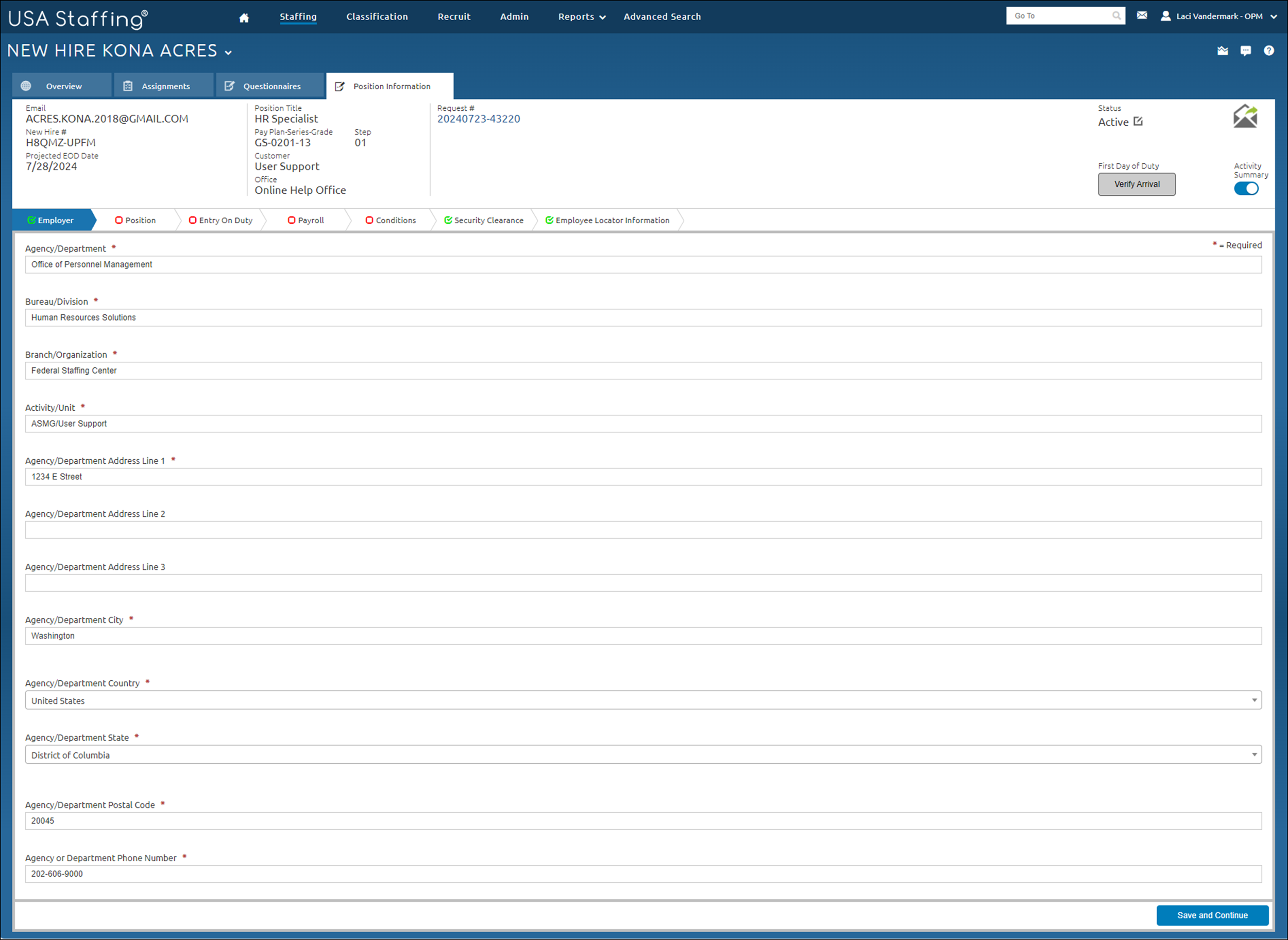 Employer Section