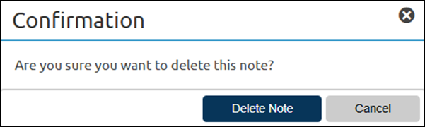 Delete Note confirmation pop-up