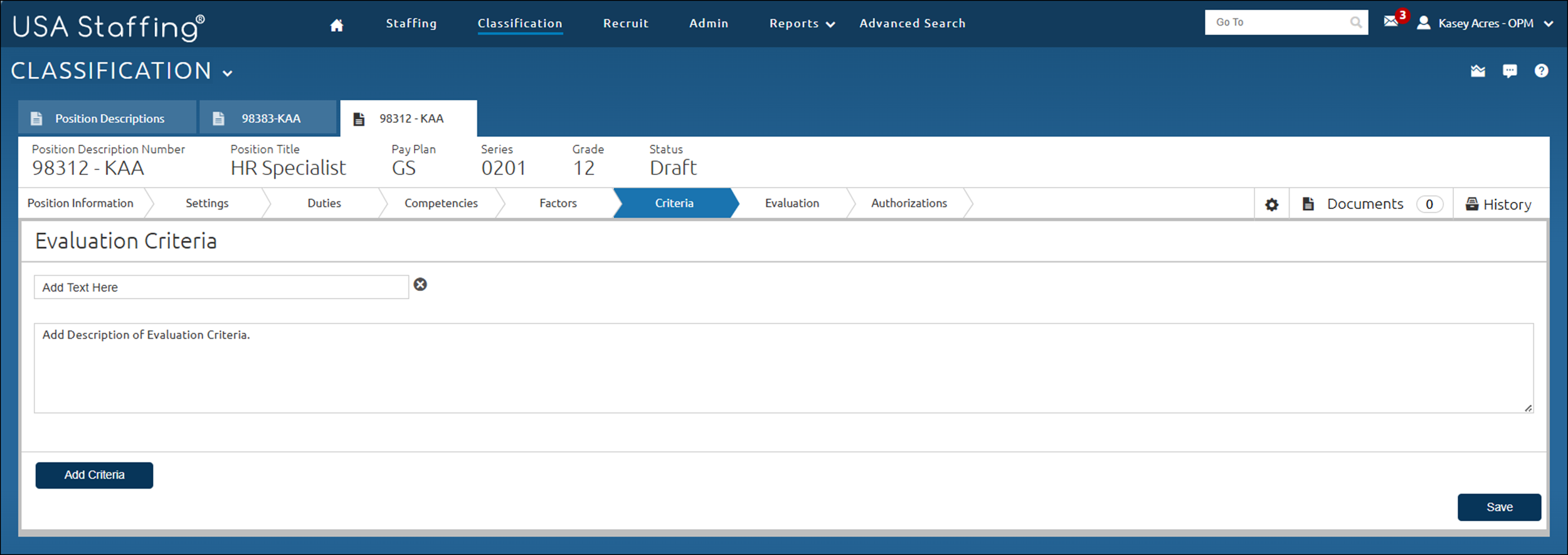 Position Description - Criteria page