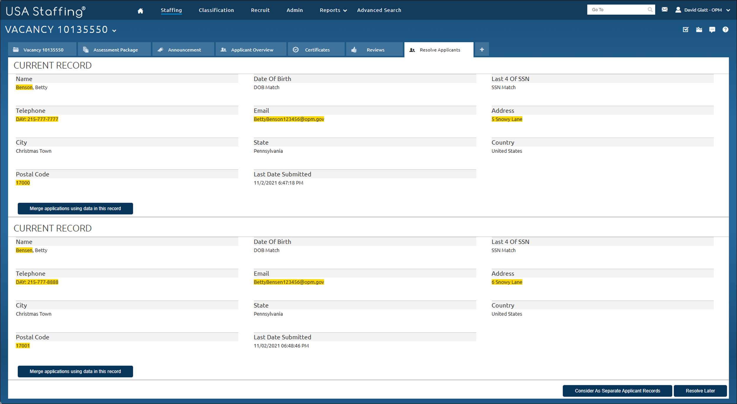 Resolve Applicants Overview