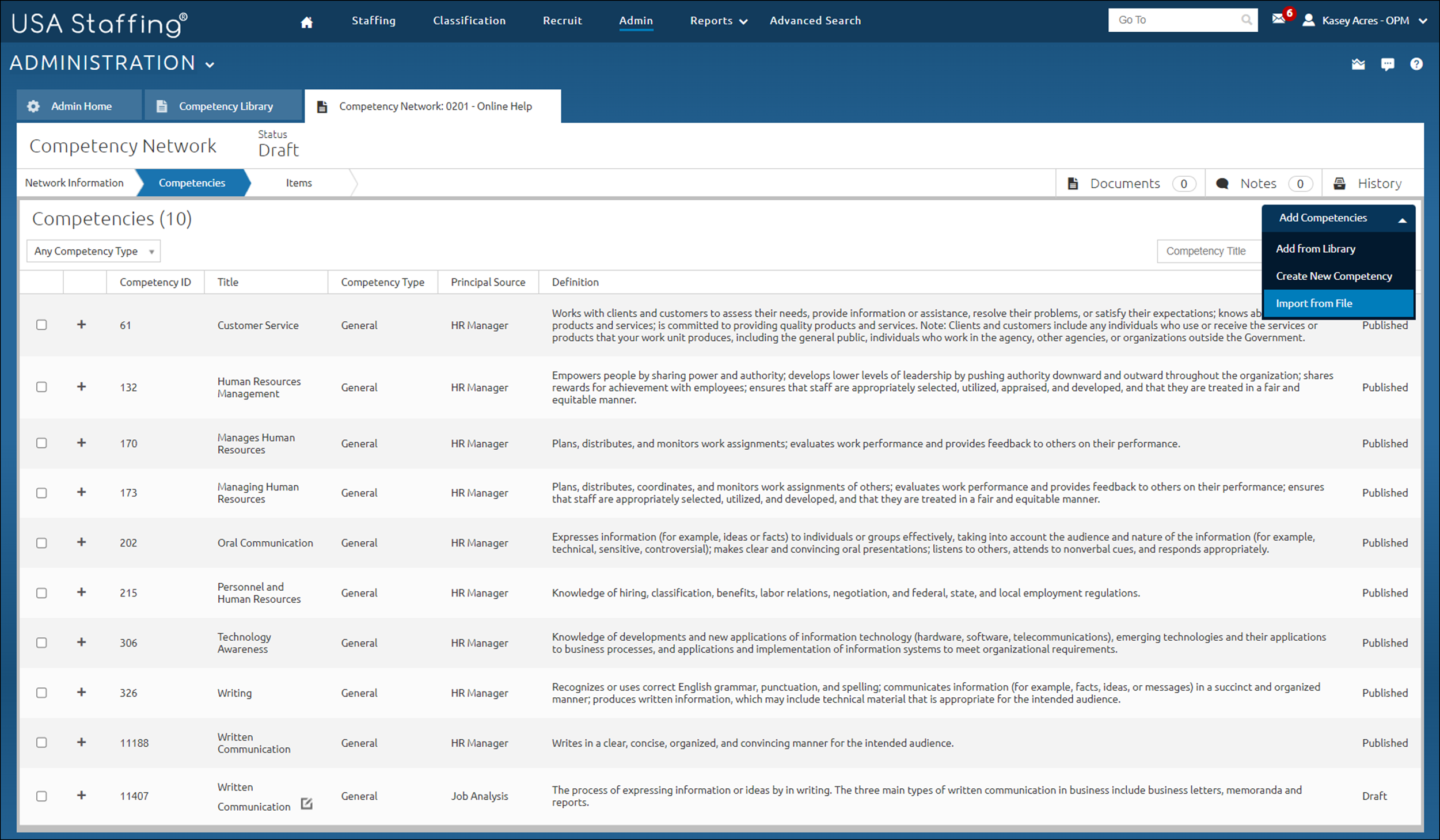 Import From File - Competency Network
