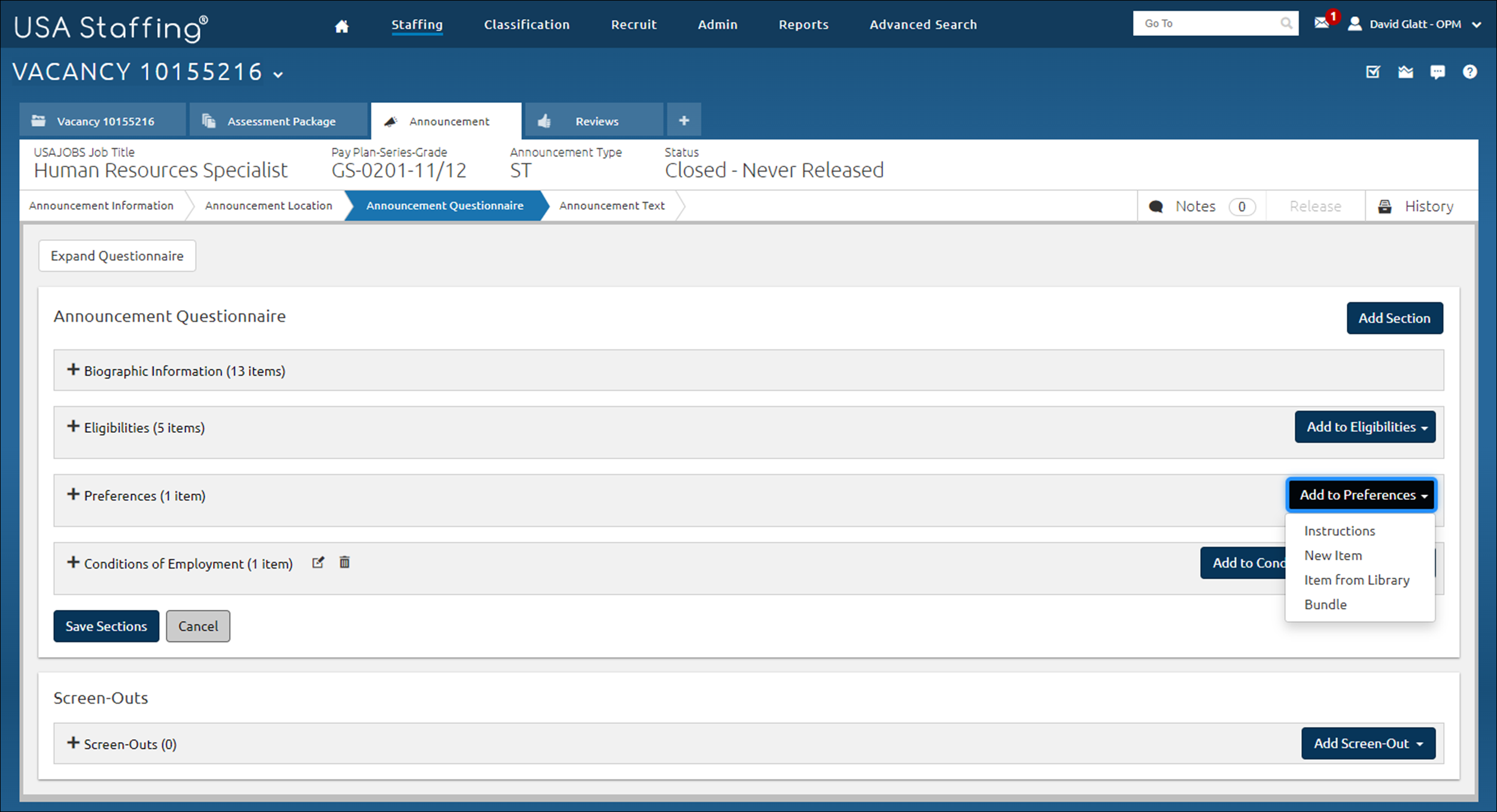  Add to Eligibilities or Preferences page