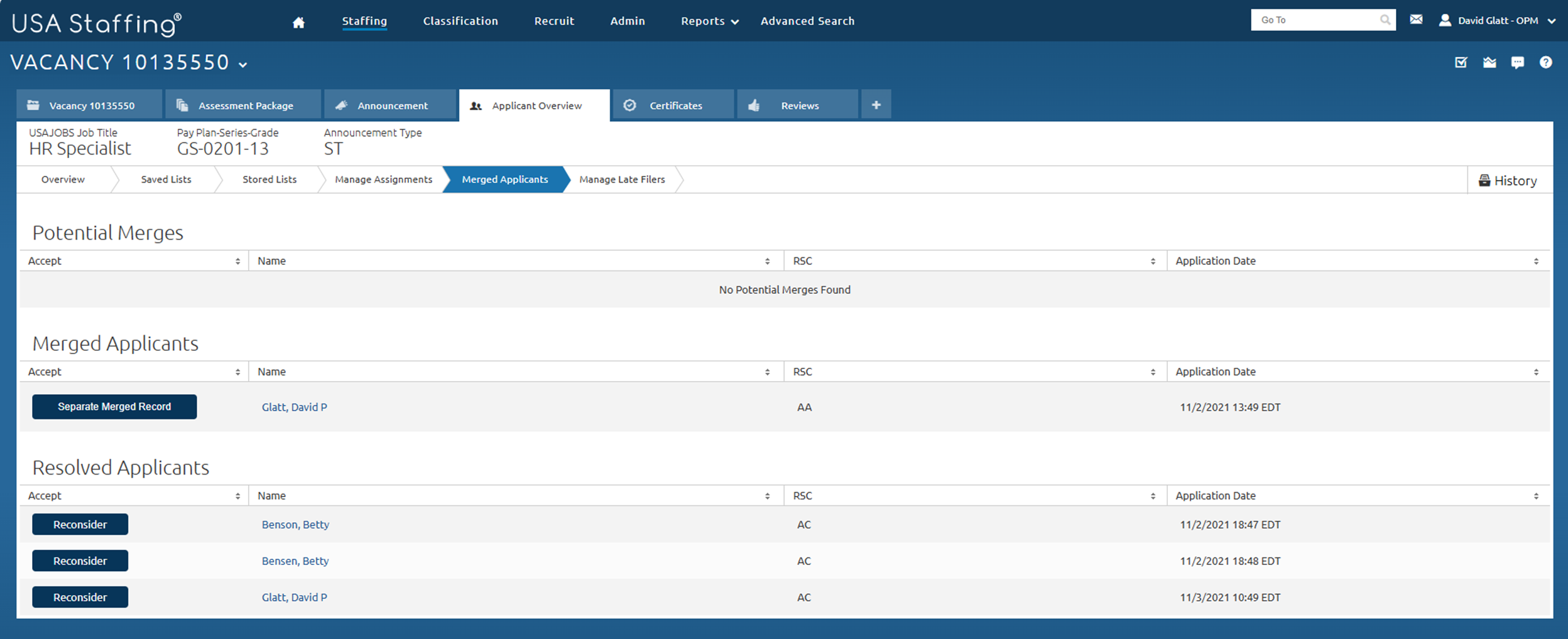 Core - Separating incorrectly merged applicant records