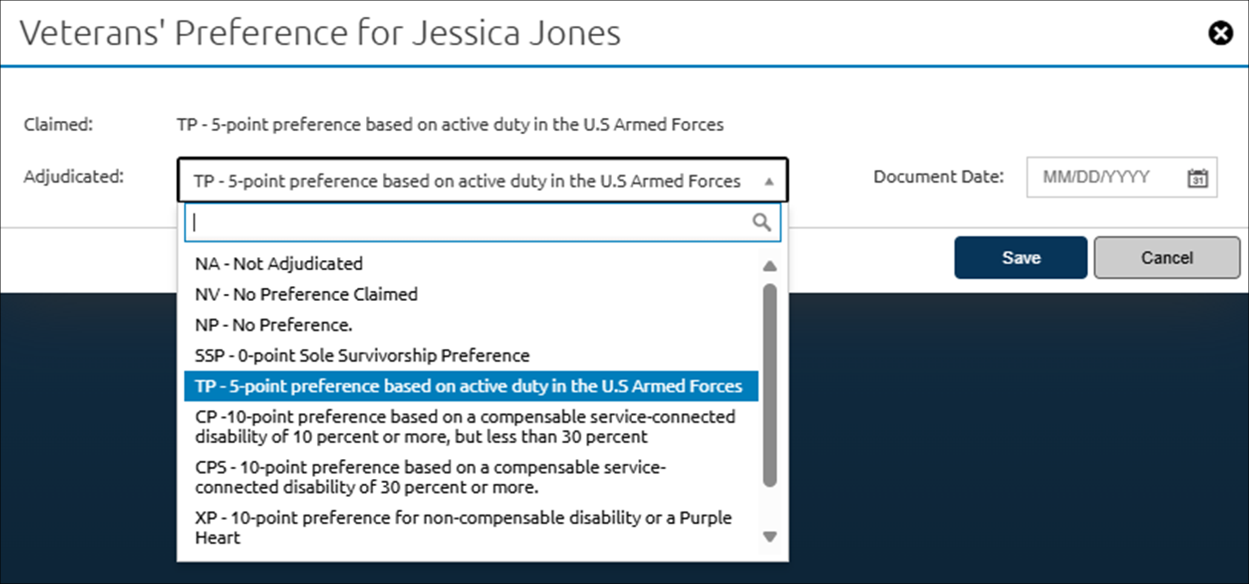 Core - Adjudicating veterans' preference pop-up screen.png