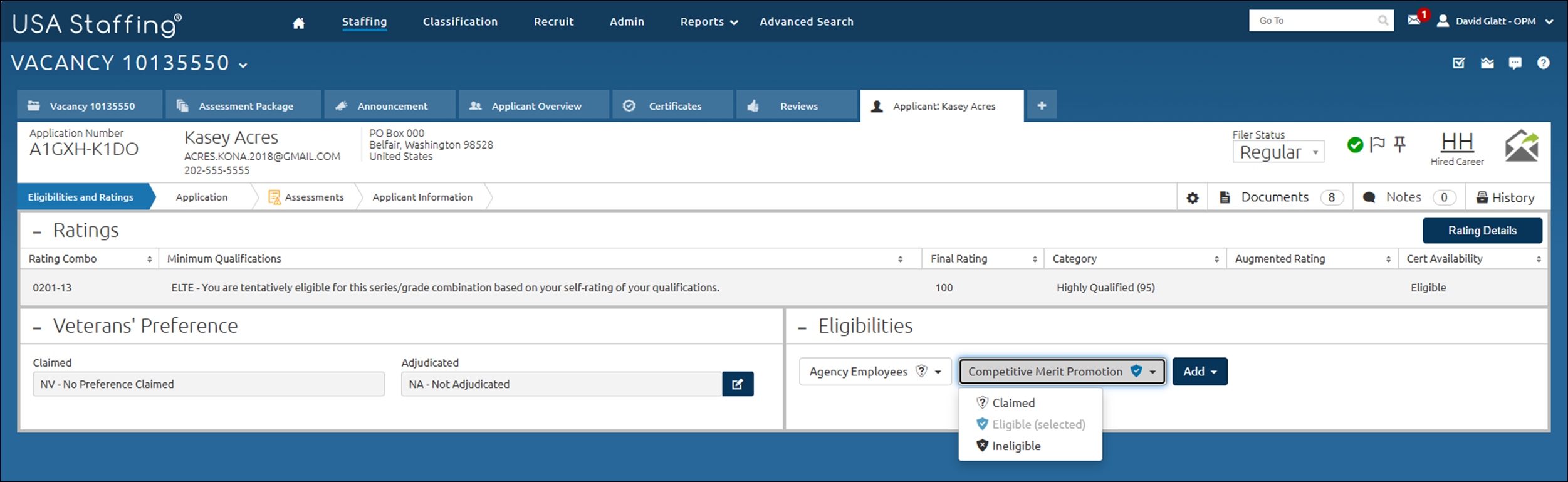 Adjudicating applicant eligibilities