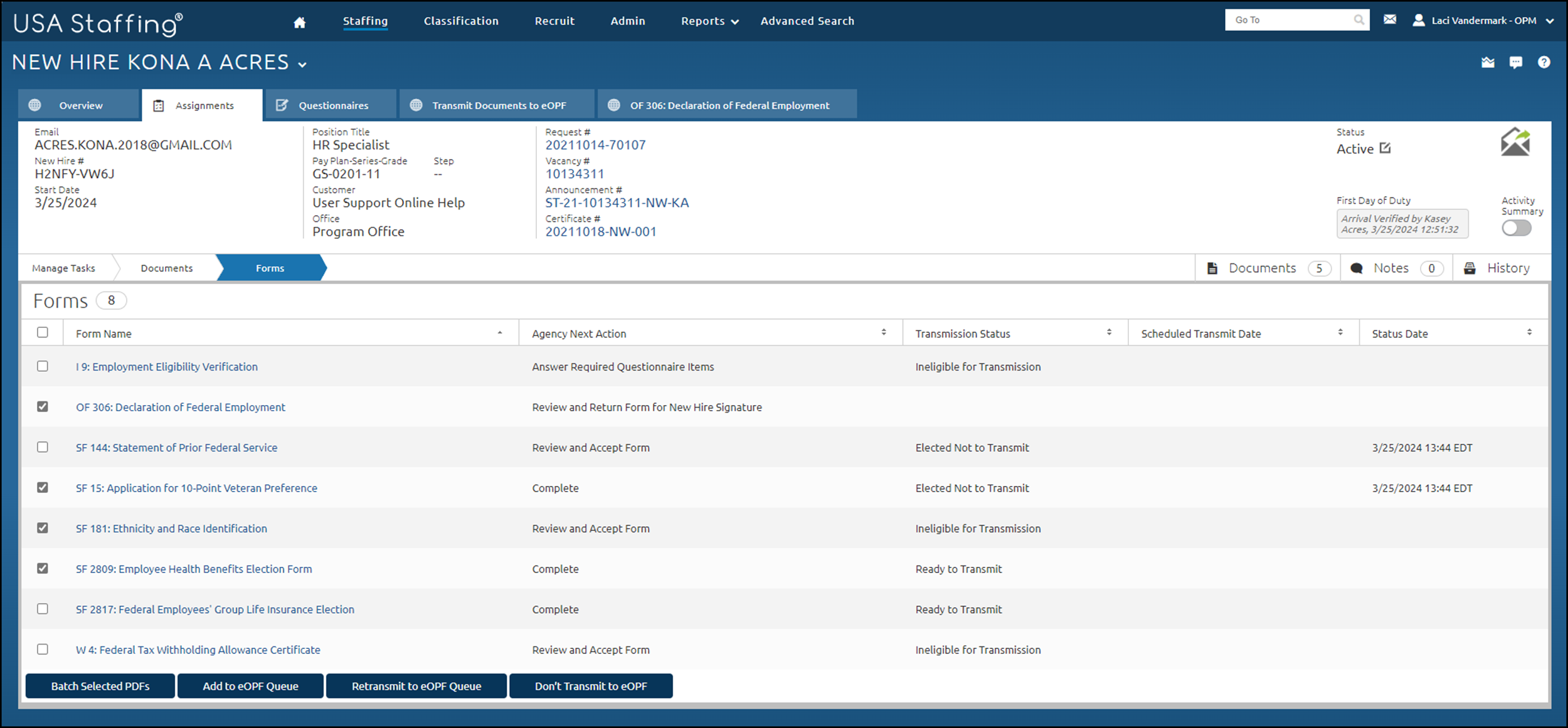 New Hire Forms page