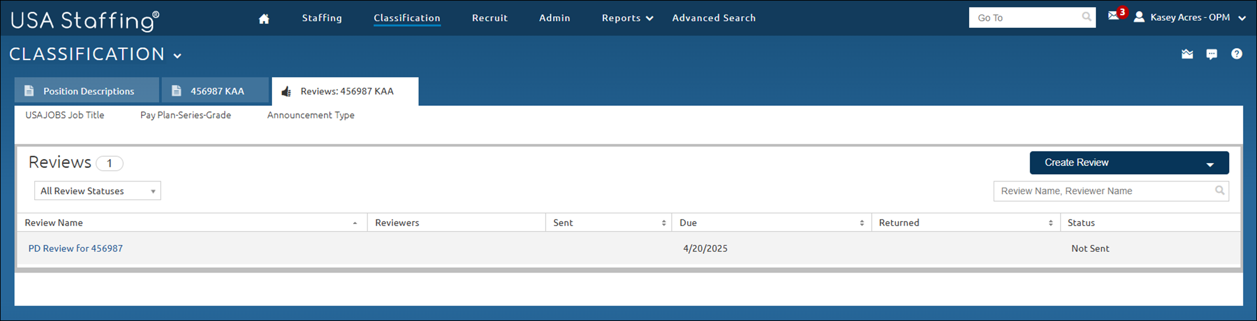 Manage Position Descrition Reviews