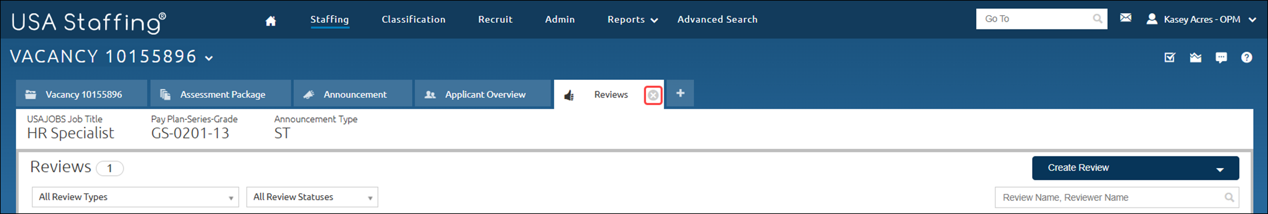 Tabs shown with the Close tab icon highlighted.