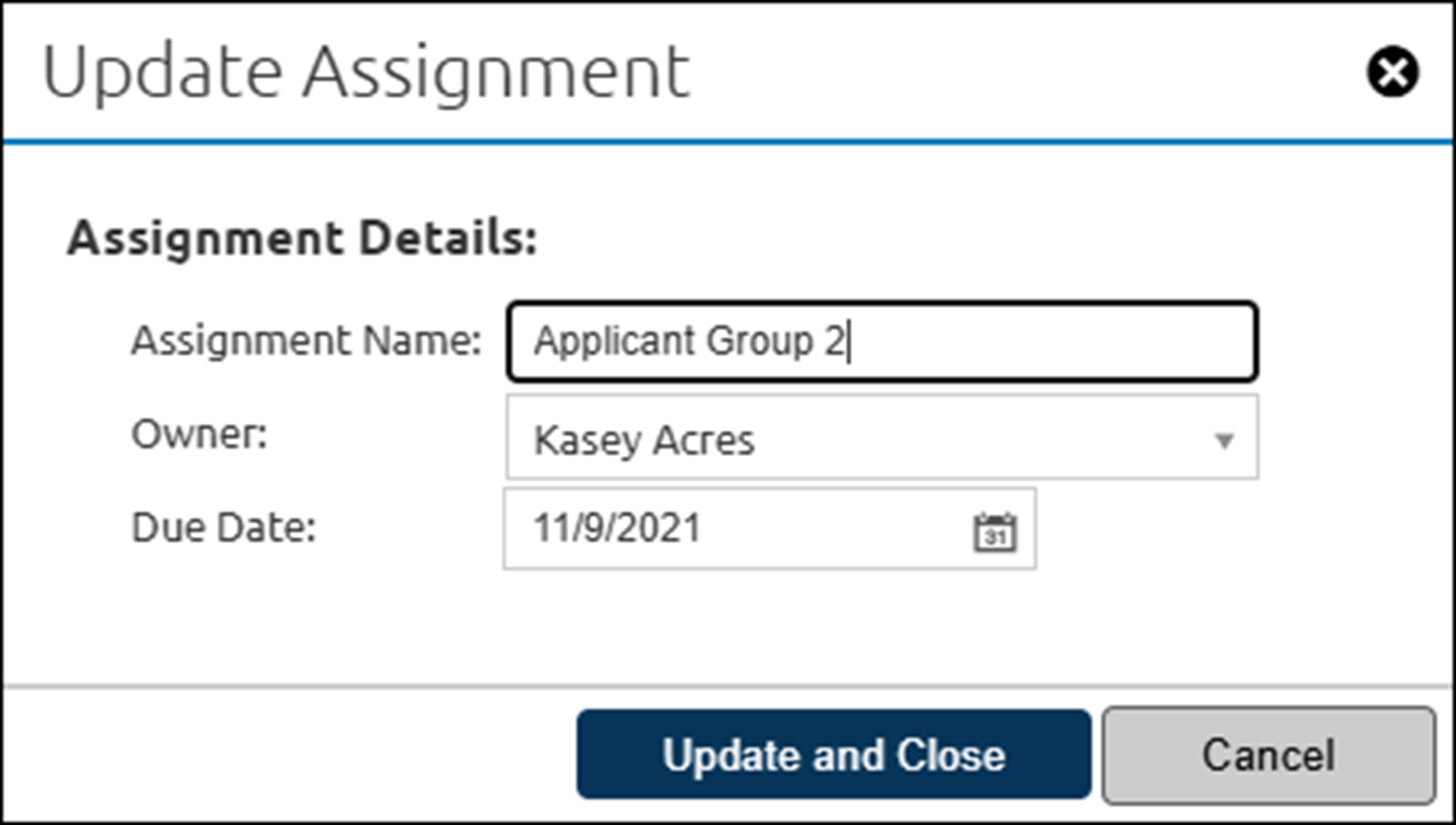 Core - Update assignment