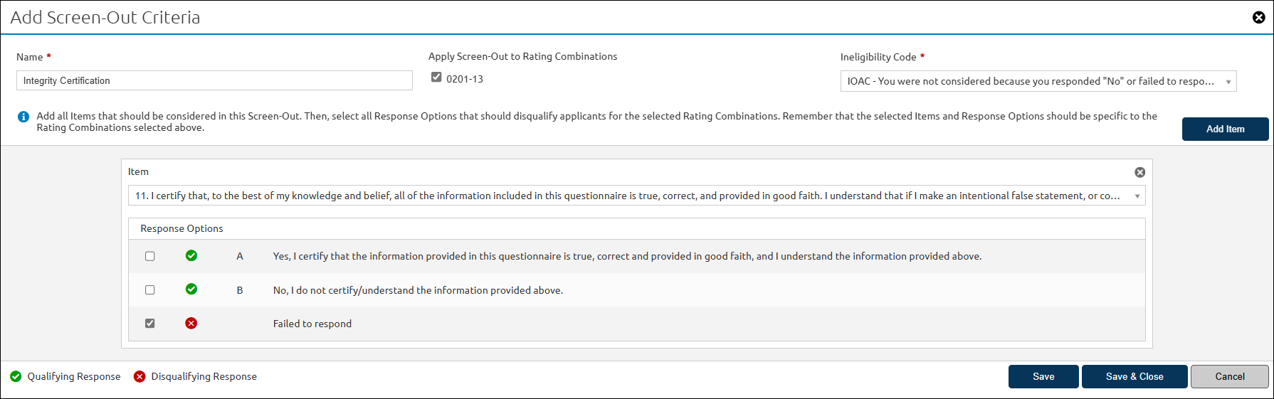 Add Screen-Out Information