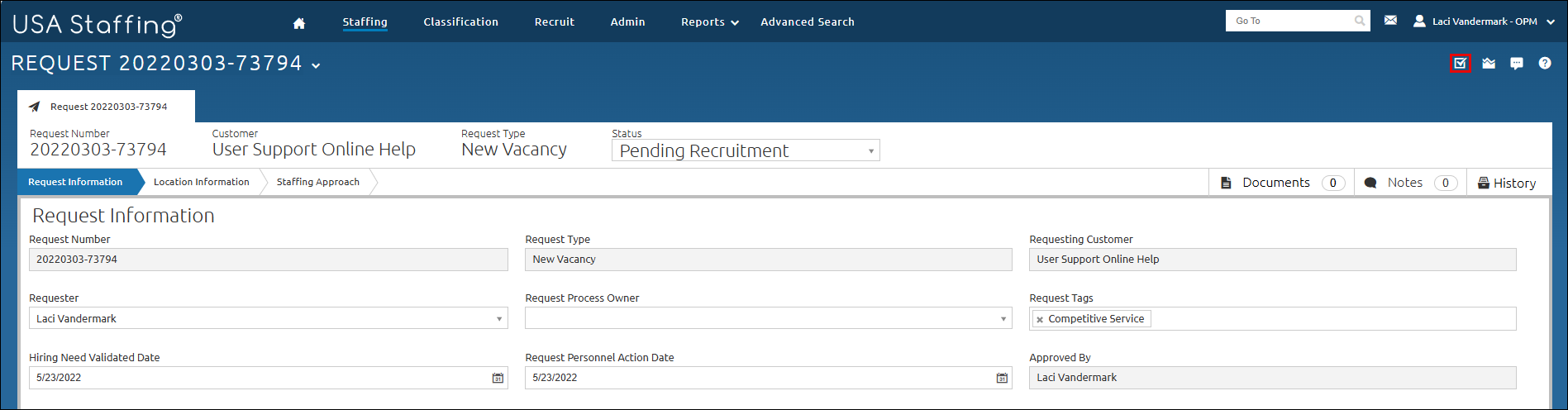 Request Open Task Overview