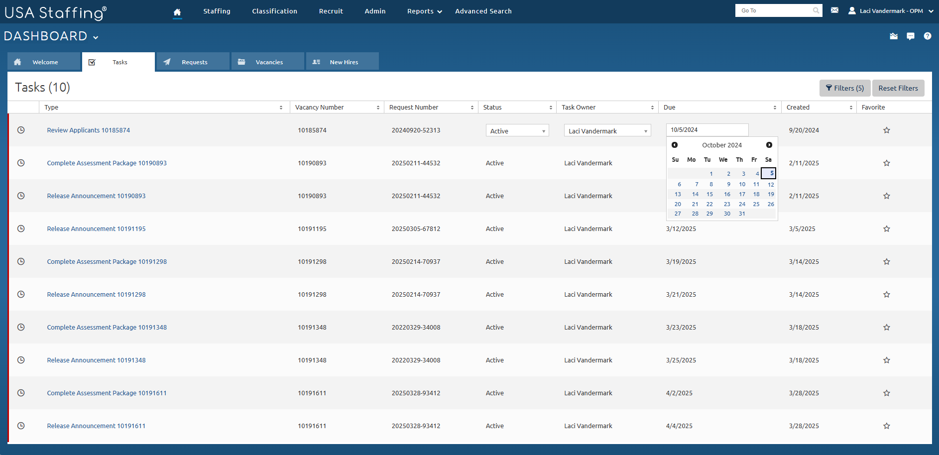 Update Tasks from Dashboard