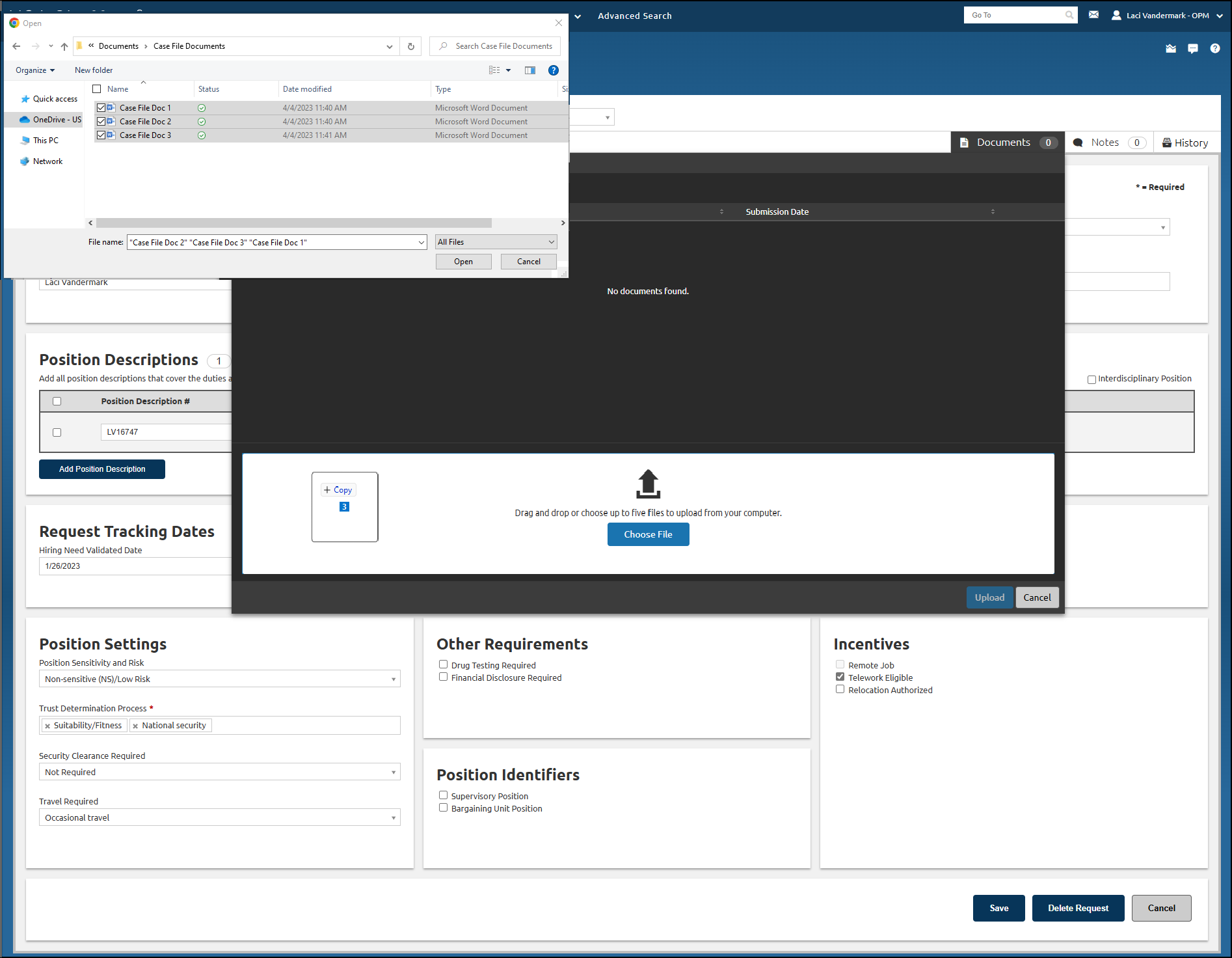 Drag and Drop Documents to a request