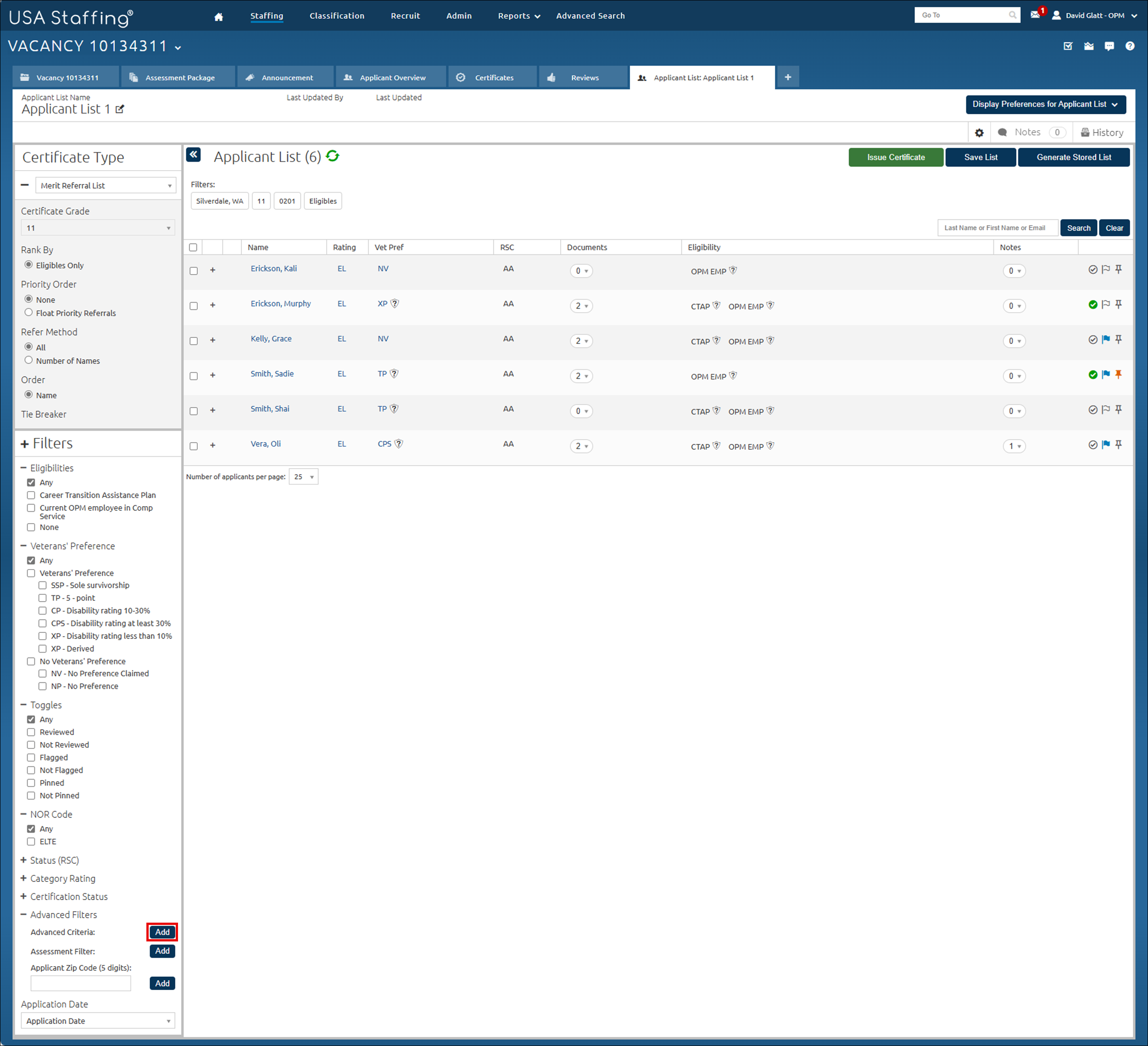Core - Identifying advanced filter criteria