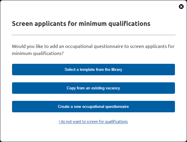 Choose Assessment Path Pop up