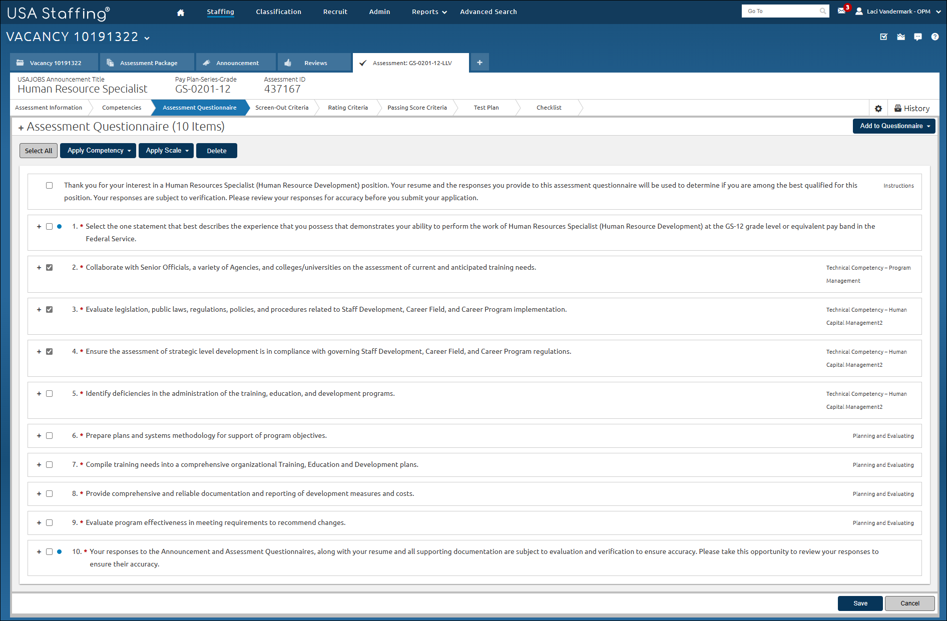 Assessment Questionnaire Overview