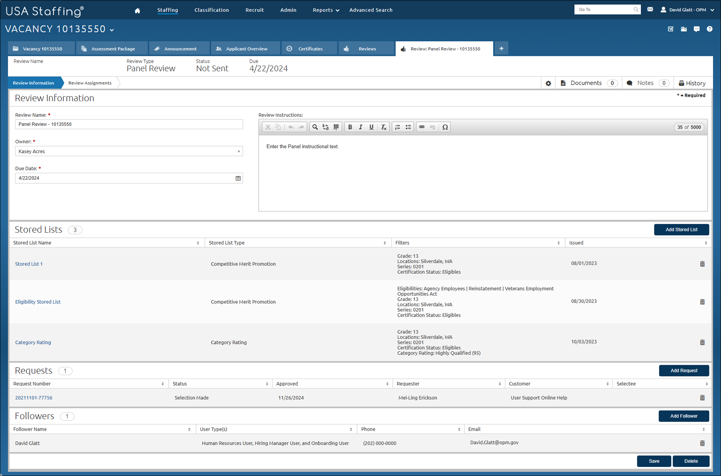 Core - Creating a panel review