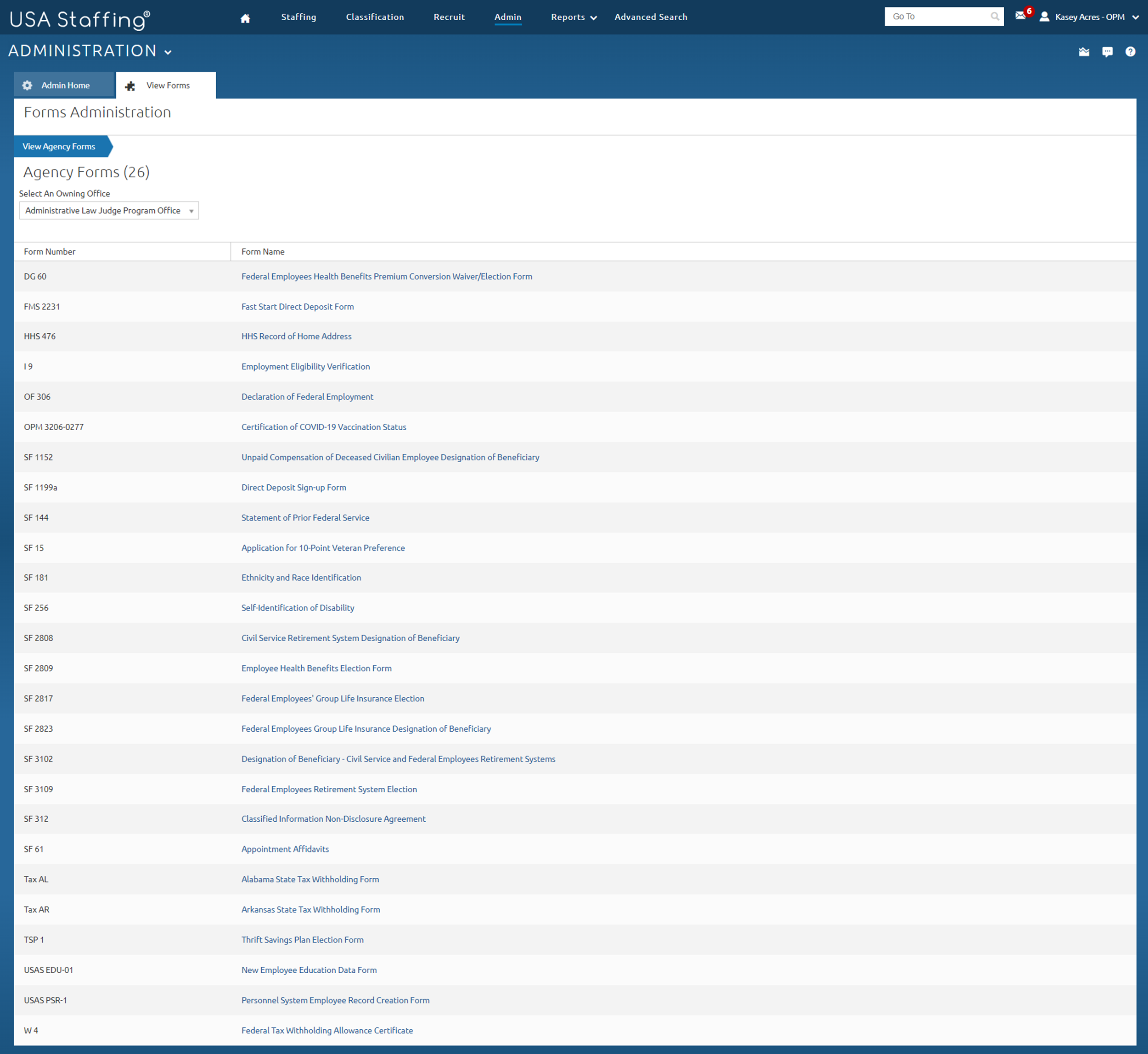 View Agency Forms