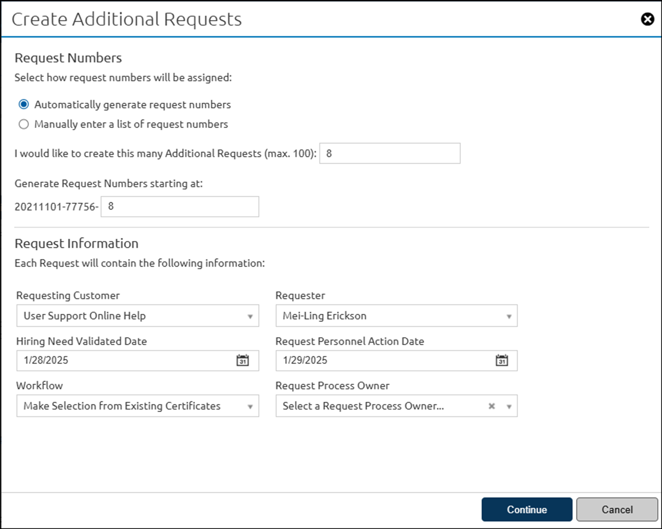 Create Additional Requests Automatically