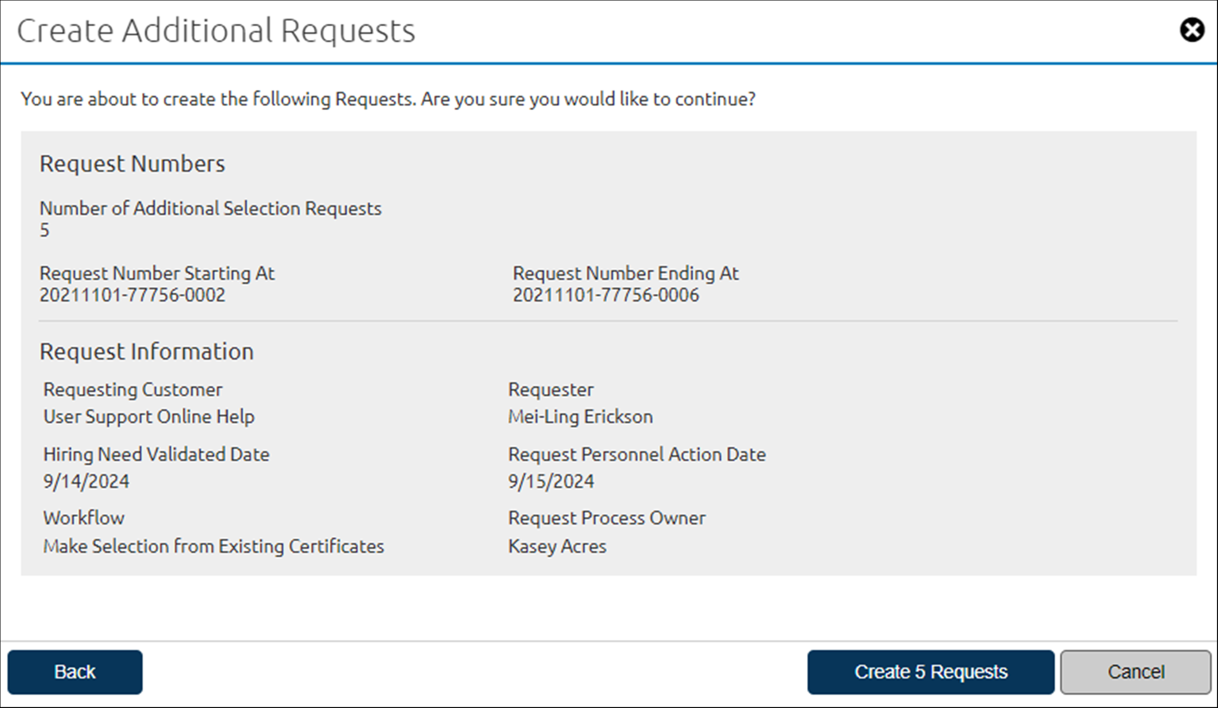 Create Additional Requests