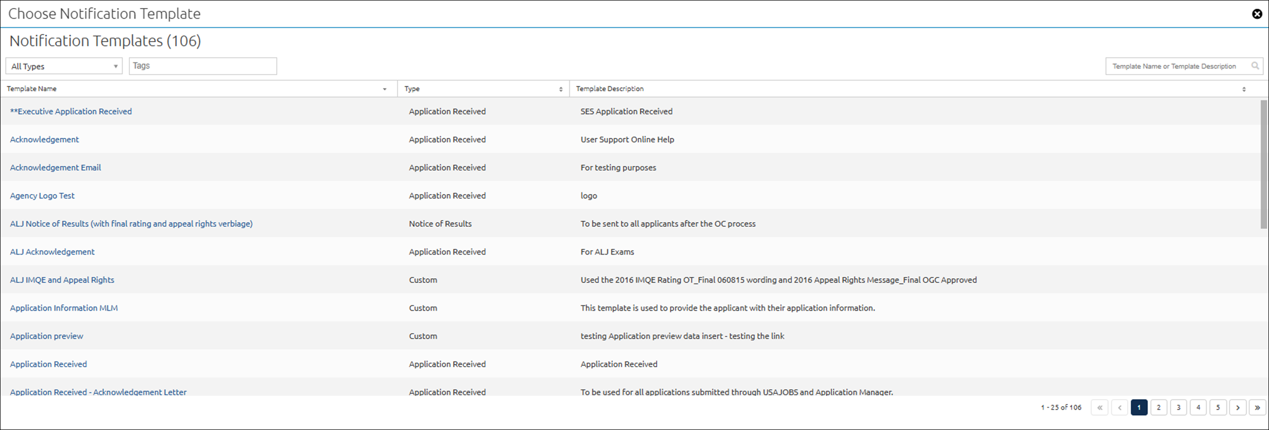 Choose notification template