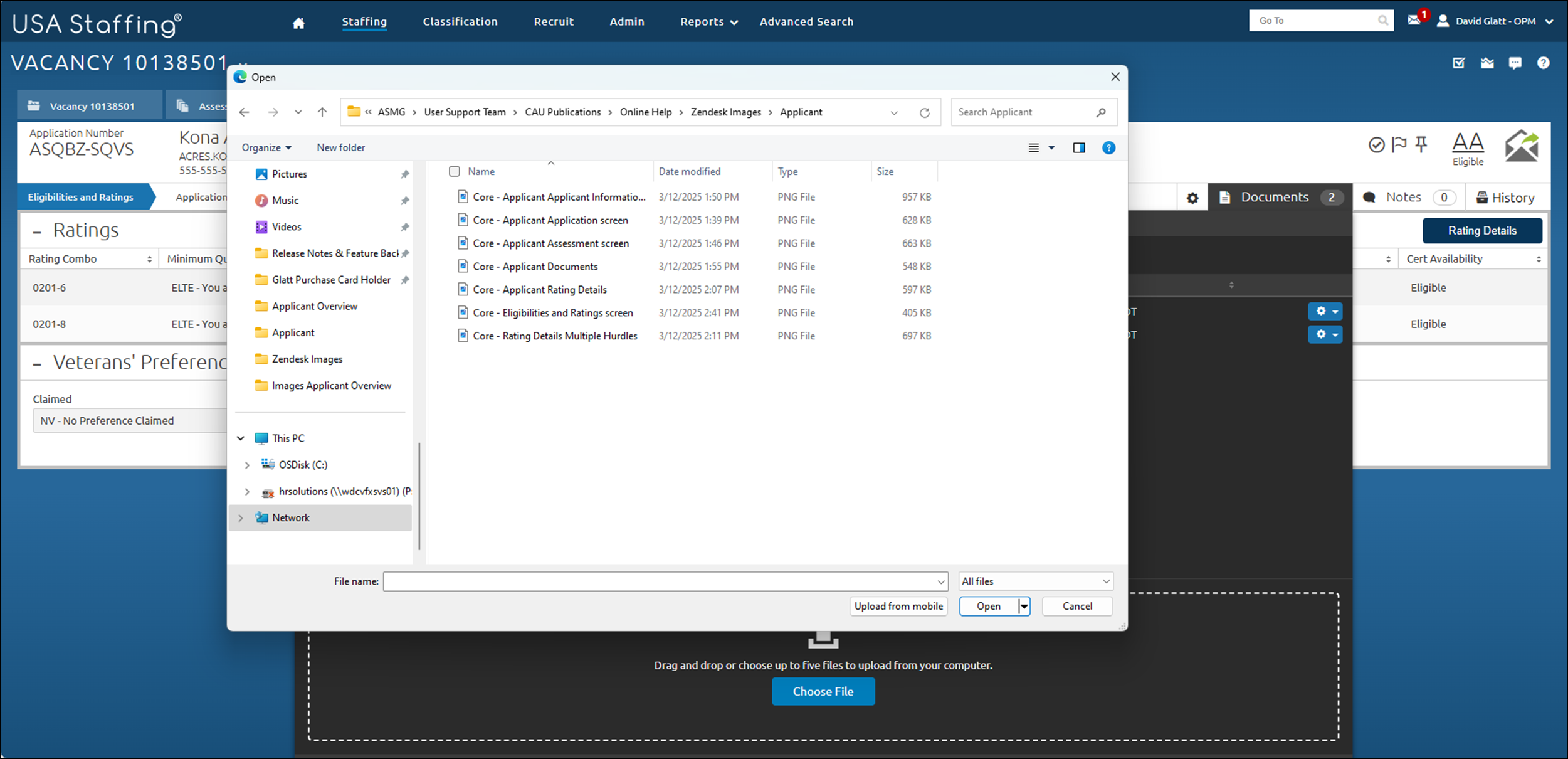 Upload a document to an applicant record