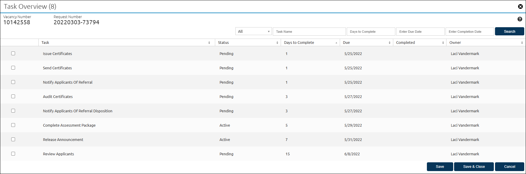  Task Overview pop-up window