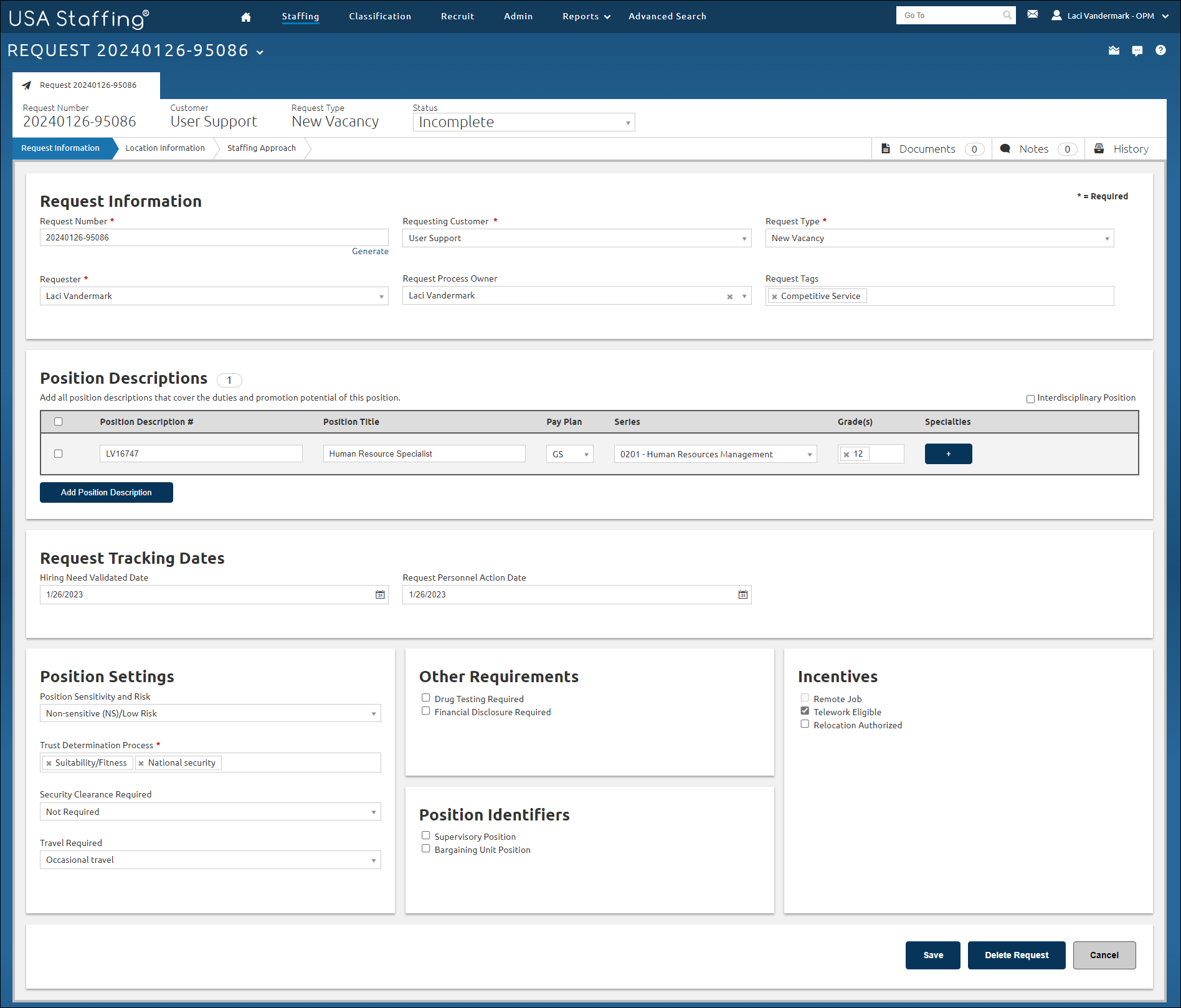 Request Information Page