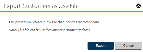 Export Customers pop-up