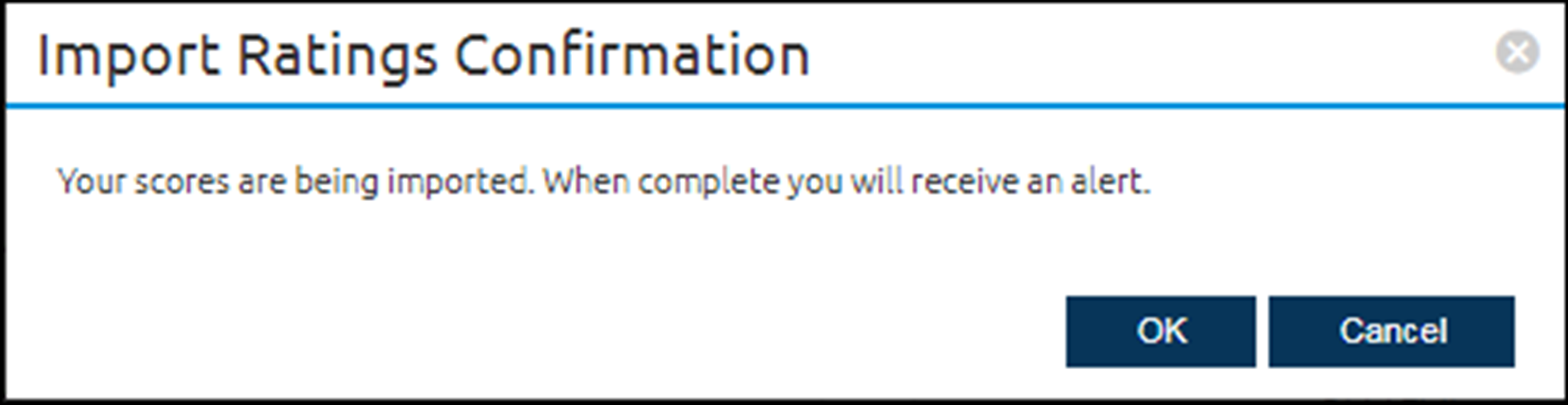 Import confirmation popup for manual assessments