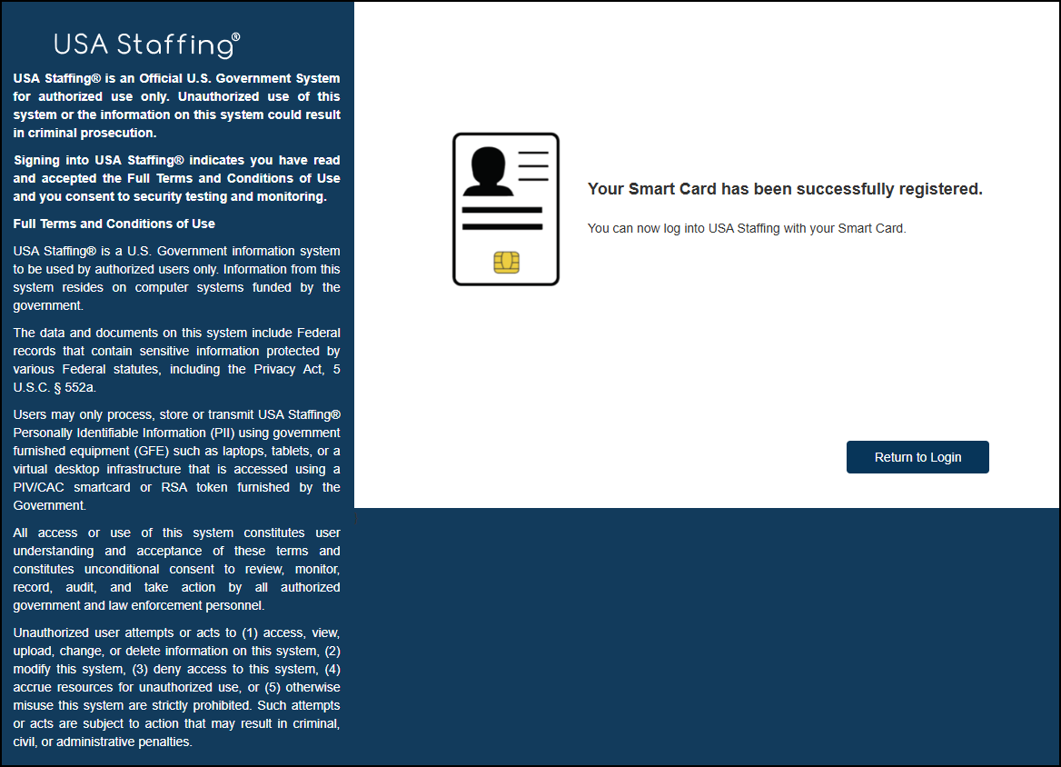 Smart Card successfully registered