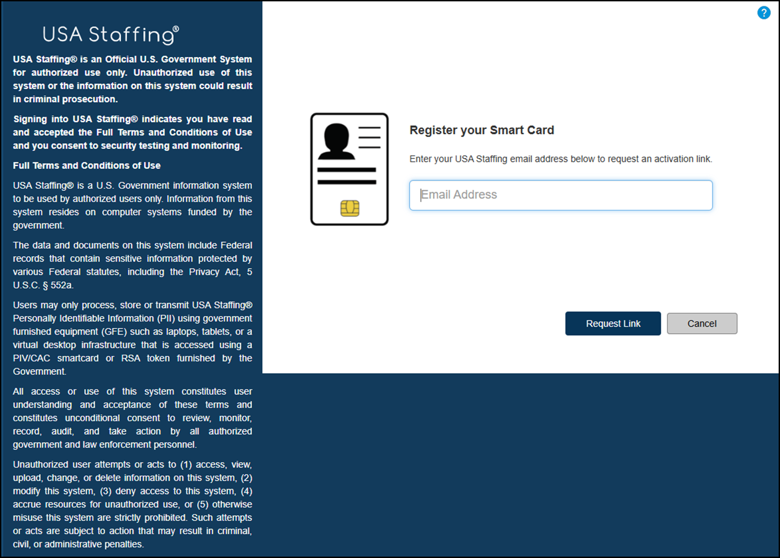Register your Smart Card, enter email address