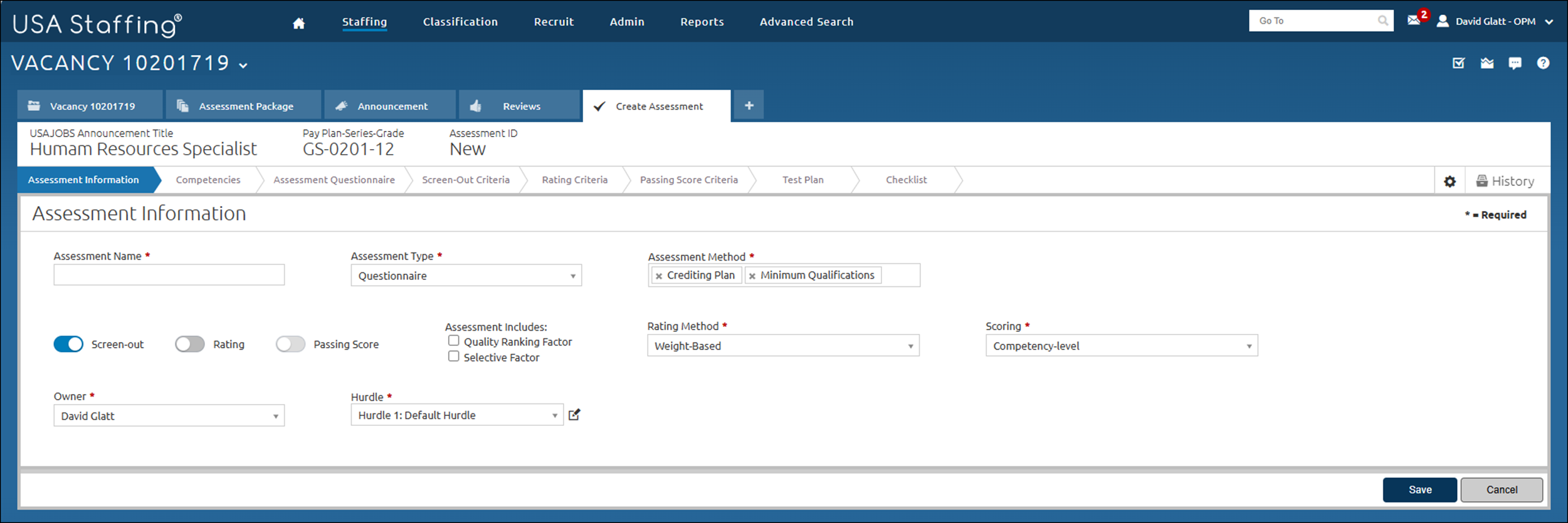 Assessment Information Page