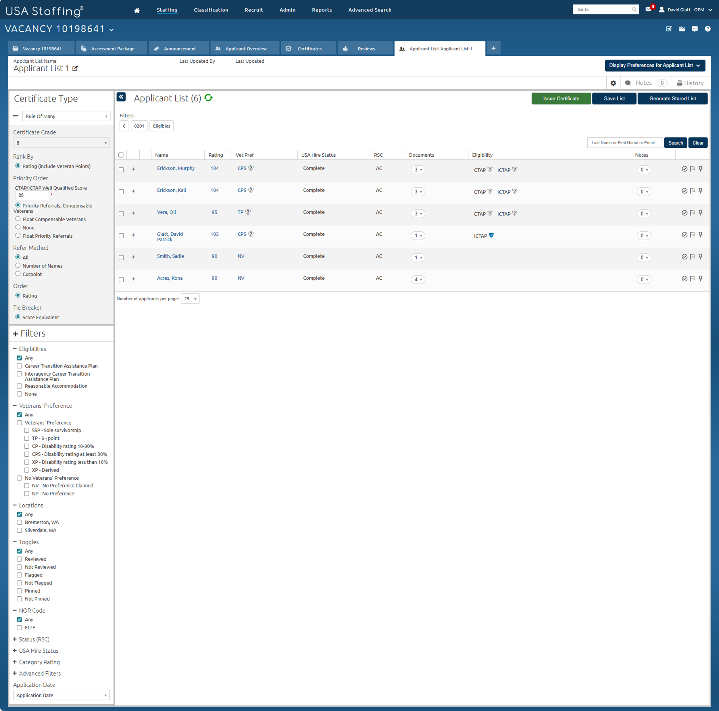 Creating a rule of many certificate
