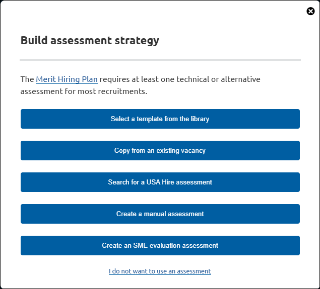 Build assessment strategy pop-up