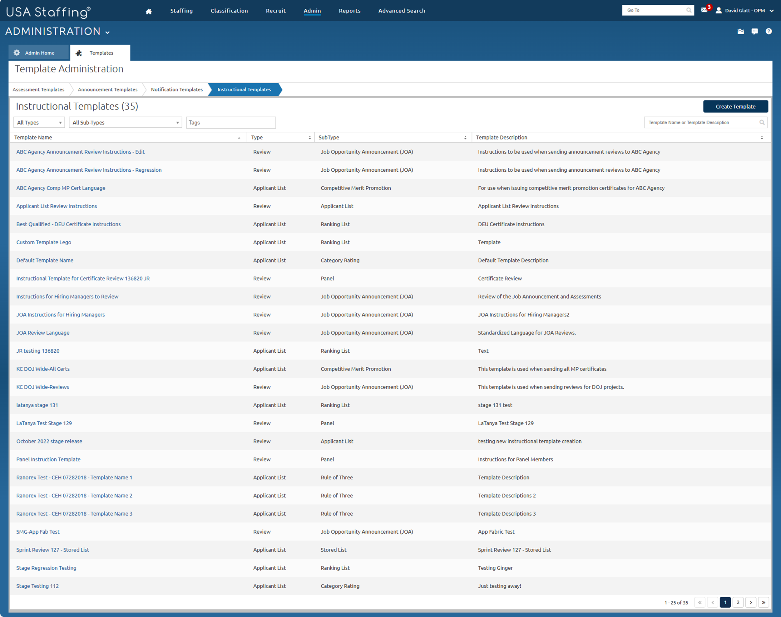 Instructional Templates Main page