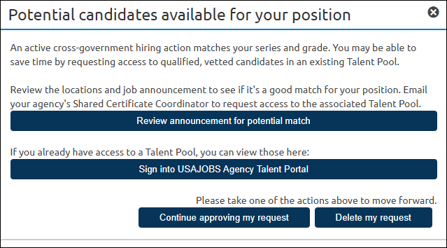 Potential match pop up with activated buttons to continue